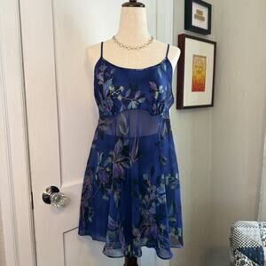 Vtg 90s Secret Treasures Floral Fairy Mini Babydoll Slip Dress Purple Wms M